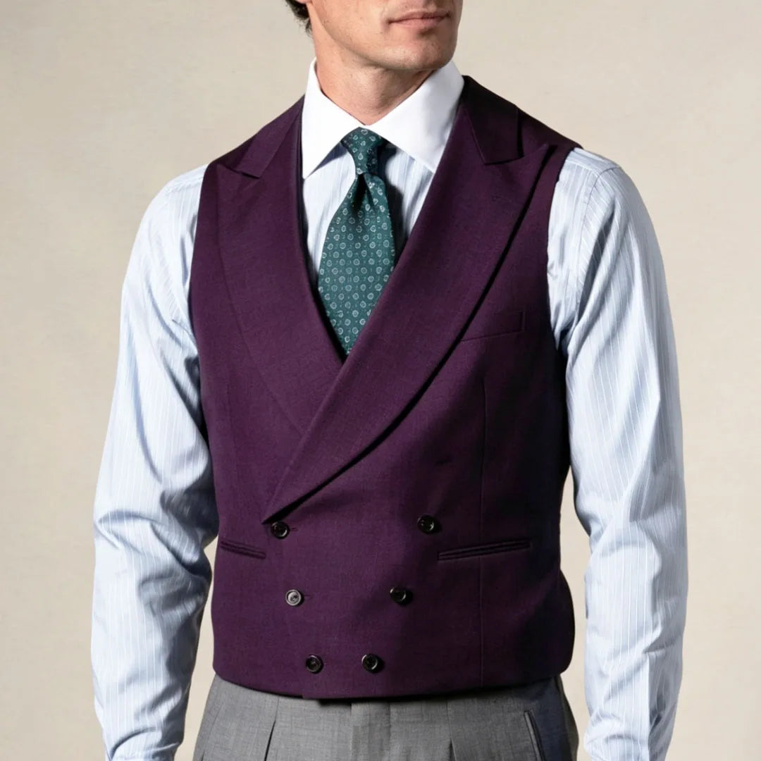Men Vest Gray Double Breasted With Lapel Solid Waistcoat For Wedding Banquet Business Work Office Casual Daily Men Suit Vest