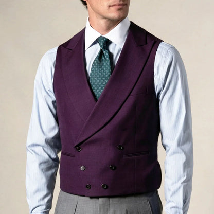 Men Vest Gray Double Breasted With Lapel Solid Waistcoat For Wedding Banquet Business Work Office Casual Daily Men Suit Vest