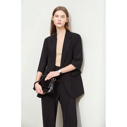 Minimalism 2024 Summer New Commuter Fashion Loose Blazer High Waist Casual Solid Pants Women's Clothes Separately 12442201