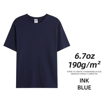 6.7oz 190grams Combed Cotton Tees Tshirts Mens Solid Tops Woman Male Custom Team Uniform Class Clothes Summer Customization