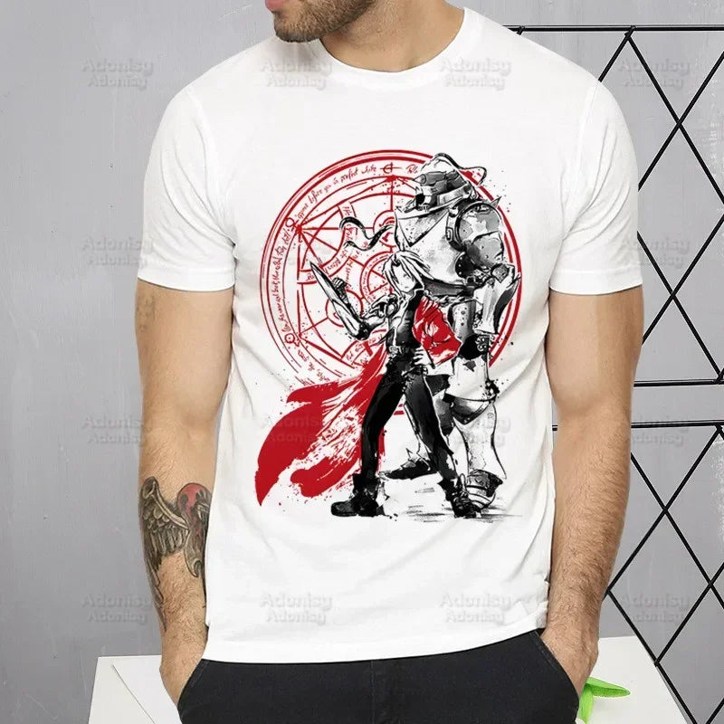 Fullmetal Alchemist T Shirt Harajuku Alphonse Elric TShirts Short Sleeve Fashion Casual Edward Elric T-Shirt Tops Tees
