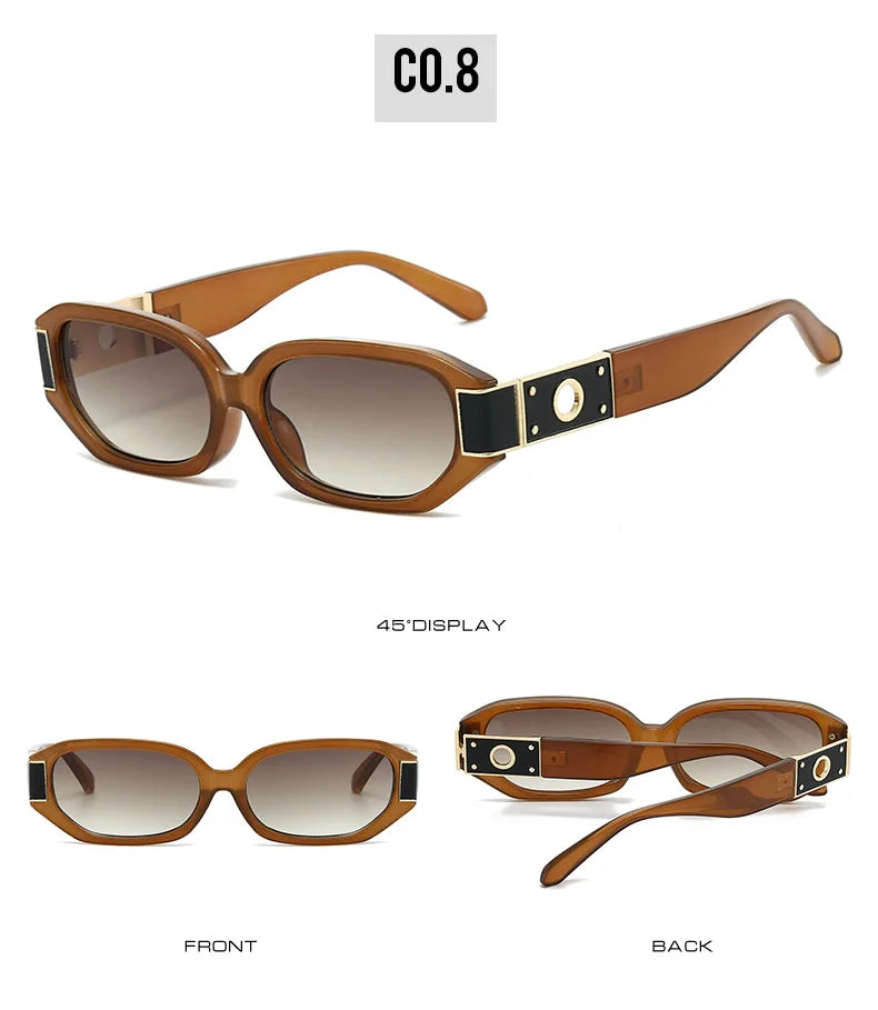 European American Polygon Small Sunglasses UV Protection Sun Glasses Multi Color Lens Women Street Fashion Outdoor Beach Shades