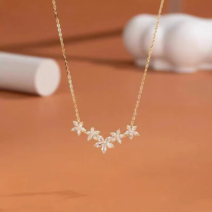 Exquisite Moissanite Diamond Necklace for Women Pure 925 Sterling Silver Flower Pendant Necklaces 2025 Trend Jewelry
