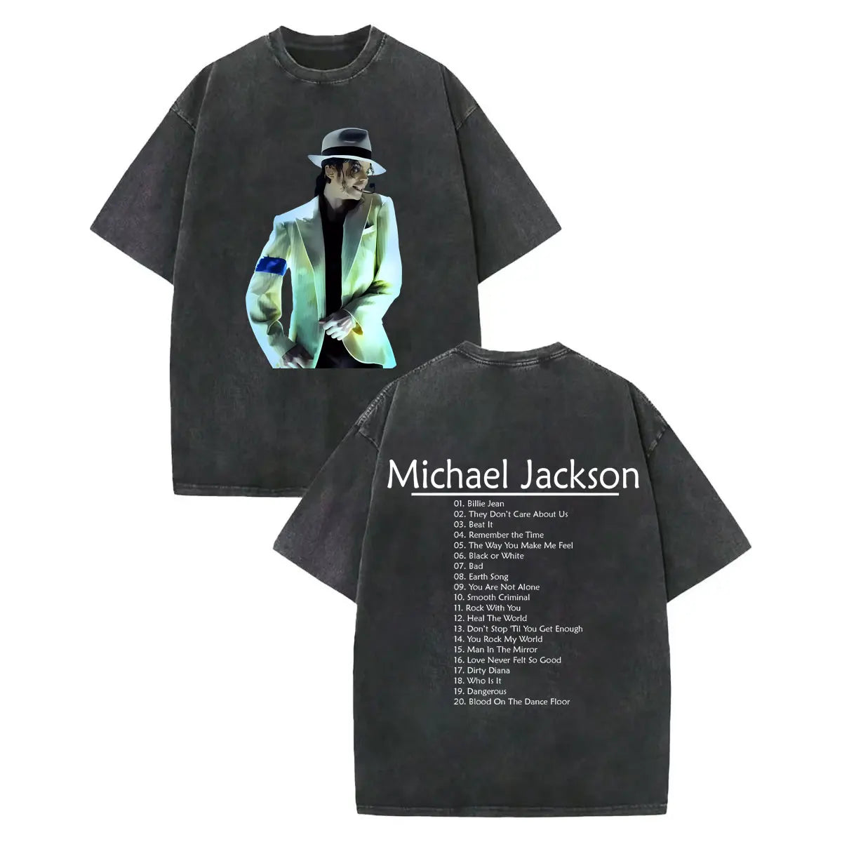 Vintage Washed Michael Jackson Graphic T Shirts Men Women Harajuku Rock Clothing T-shirts Fashion Casual Short Sleeve T-shirt