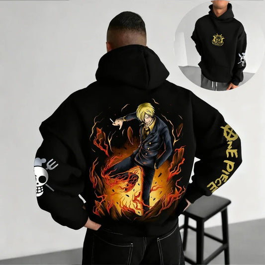 One Piece Men's Hoodie Sweatshirt Vinsmoke Sanji Japan Anime Spring Autumn and Winter Boys Long-sleeved Parent-child Outfit