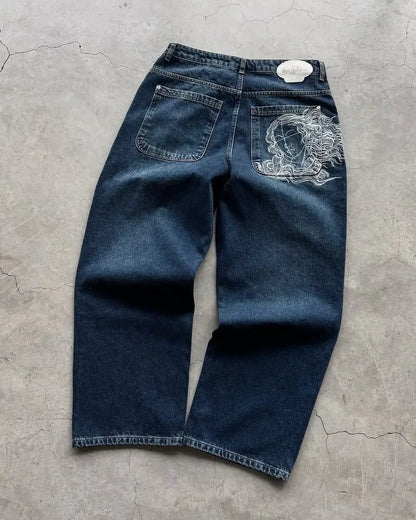 Casual jeans reversible pants ins fashion American retro Y2K loose high waist jeans women street clothing loose trousers pants