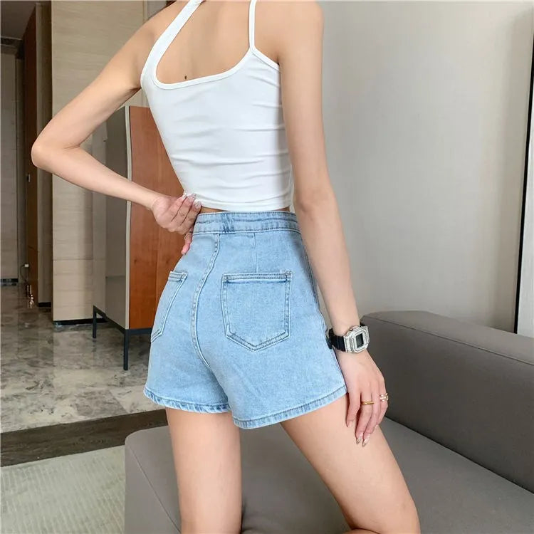 Retro Spicy Girl High Waist Skinny Denim orts Women's Summer Thin Korean Sle Cotton Stretch Tight Fit Trendy Hot Pants