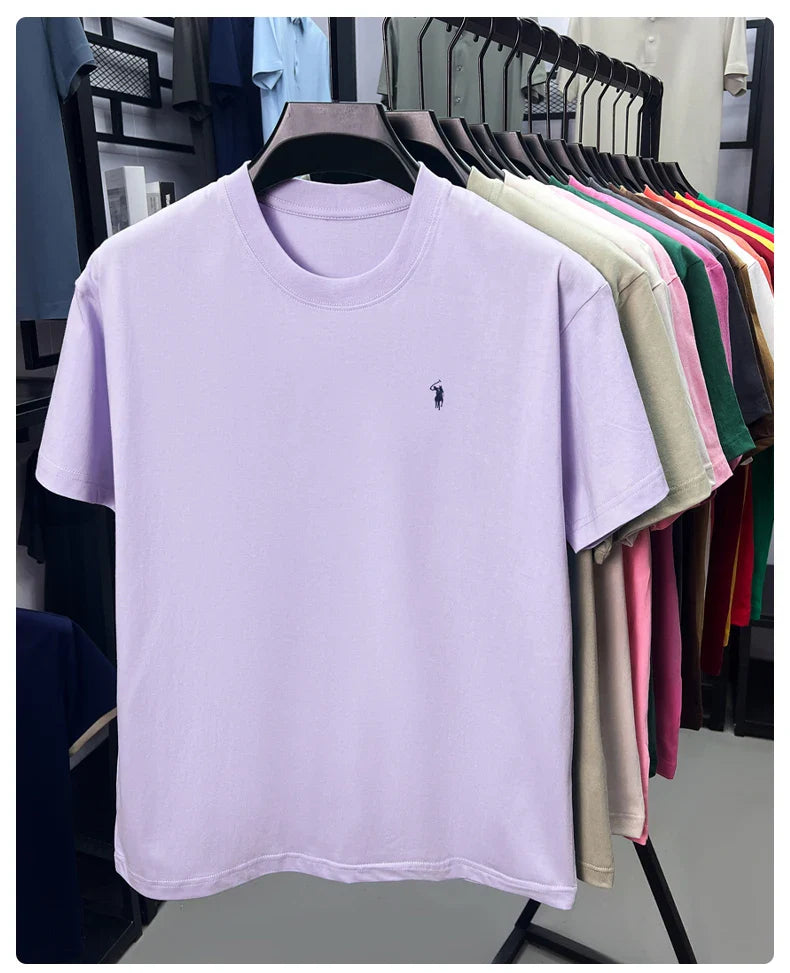 100% cotton high-end short sleeve T-shirt summer designer brand pony embroidery round neck top fashion casual golf men's wear