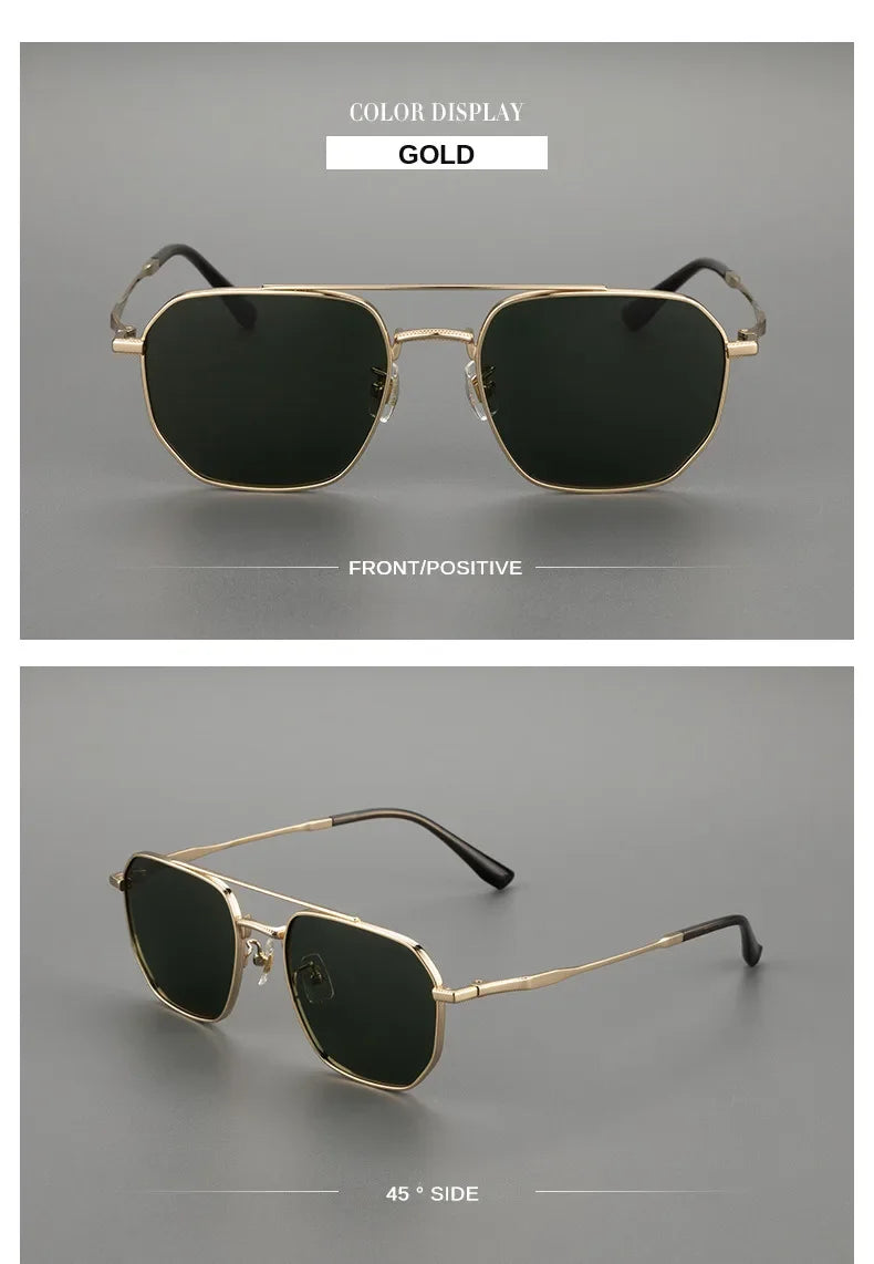 Top Quality Pure Titanium Pilot Polarized Sunglasses Men Outdoor Driving Night Vision Shades Anti-Glare Fishing UV400