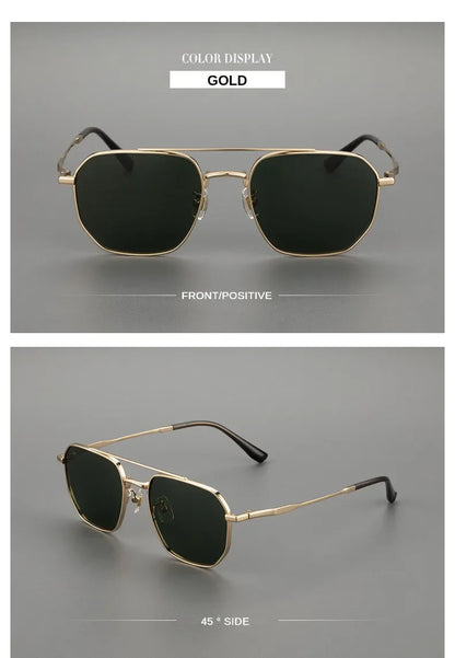 Top Quality Pure Titanium Pilot Polarized Sunglasses Men Outdoor Driving Night Vision Shades Anti-Glare Fishing UV400