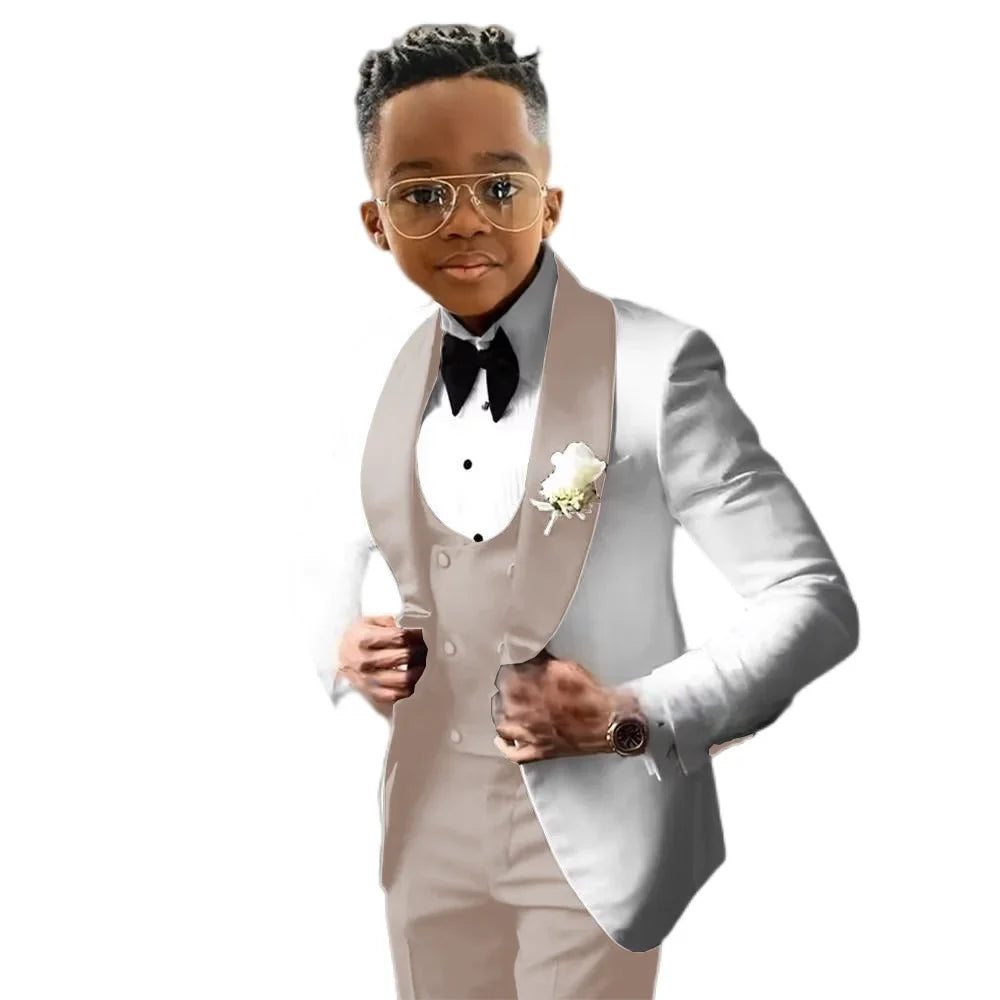 Kids Slim Fit Shawl Lapel Suit Set 3 Pieces Performance Costumes Elegant Flower Boys Formal Party Suit Kids Wedding Tuxedo 2-20T