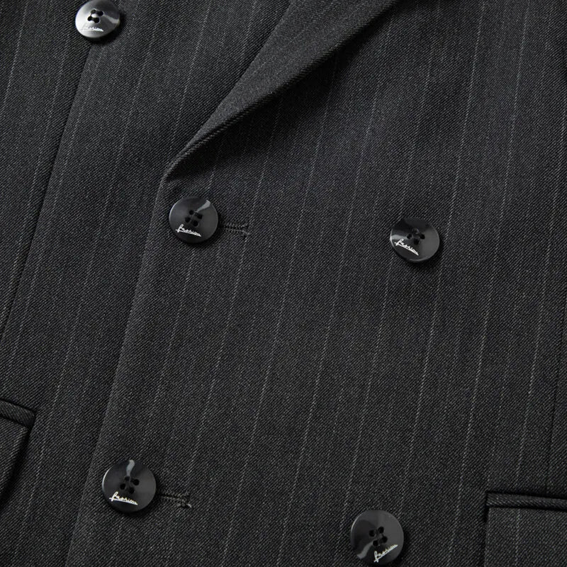 2025 Korean High Quality Double-Breasted British Style Slim Business Suit Two-Piece Set (Suit + Trousers)