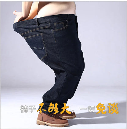 Large size men jeans 200KG plus size 10XL 13XL 14XL 15XL autumn and winter pants large stretch straight 50 54 56 58 black jeans