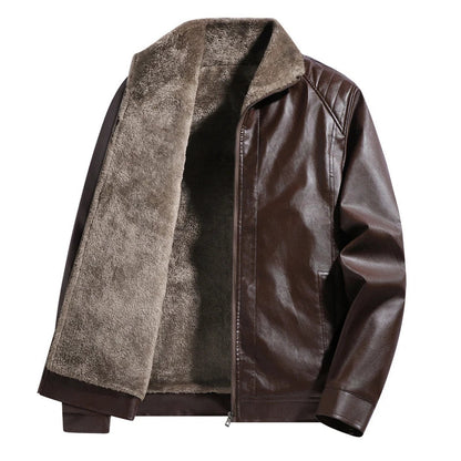 Men Leather Jacket Winter Fleece Lined Biker Jackets Fashion Motorcycle Jacket Faux Leather Coat Outwear Casual Streetwear