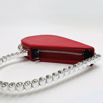 Diamond Red Heart Evening Clutch Women's Designer Chic RhinestoneBlack Wallet Wedding Party Sac A Main Heart Handbag for Woman