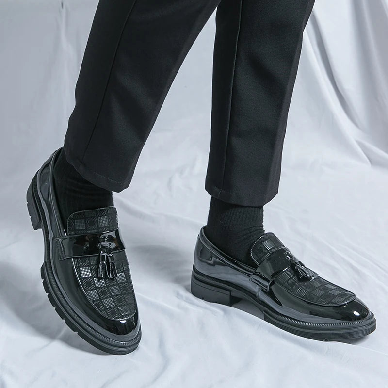 Leather Men Casual Black Tassel Loafers Handmade Soft Leisure Shoes Breathable Slip-On Comfortable for Drive Footwear Moccasins