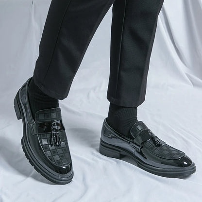 Leather Men Casual Black Tassel Loafers Handmade Soft Leisure Shoes Breathable Slip-On Comfortable for Drive Footwear Moccasins