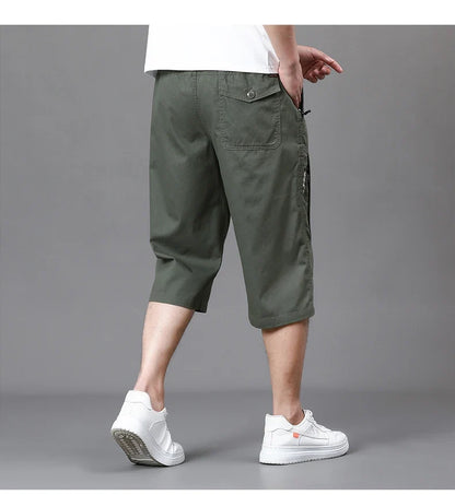 Men's Cropped Pants Cargo Shorts Big Size Below Knee Shorts Sports Short Pants Streetwear Hip Hop Straight Loose Pants