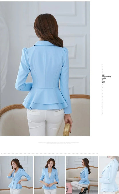 Women's Blazer 2025 New Long Sleeve Blazers Pockets Jackets Coat Slim Office Lady Jacket Female Tops Suit Blazer Femme Jackets