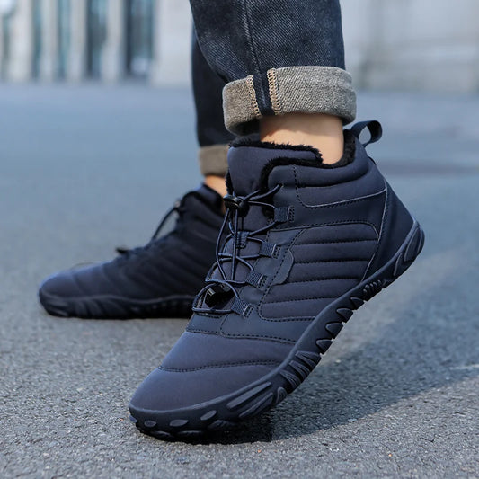 TFanJump MEN Winter Waterproof Snow Ankle Boots Thick Suede Lining Non-Slip Warm Shoes, Suitable For Extremely Cold Environments