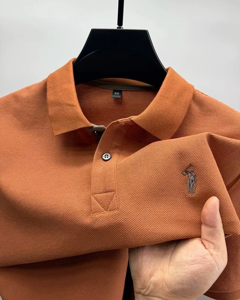 100% pure cotton high-end brand men's short sleeve polo shirt summer fashion customization horse embroidery classic Paul T-shirt