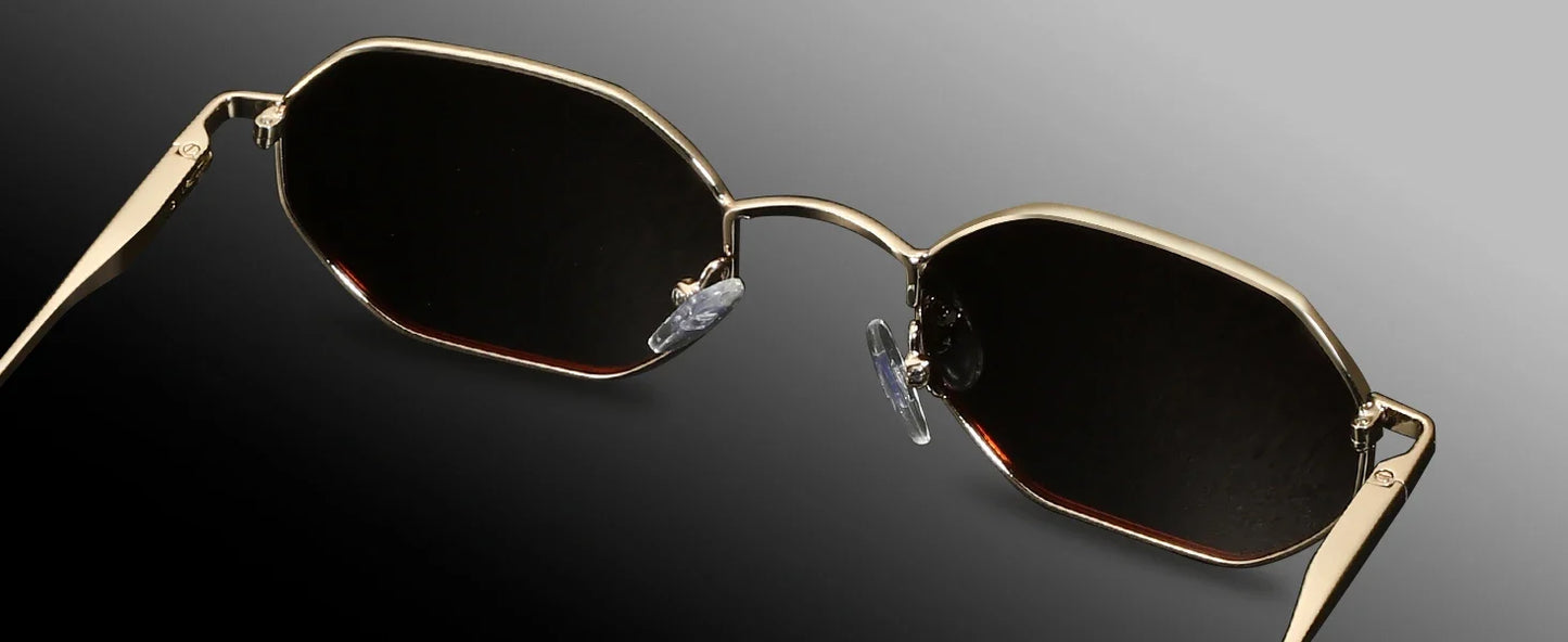 Retro Small Polygon Polarized Sunglasses Women Metal UV400 Sun Glasses Men Anti-Glare UV400 Goggles Driving Eyewear