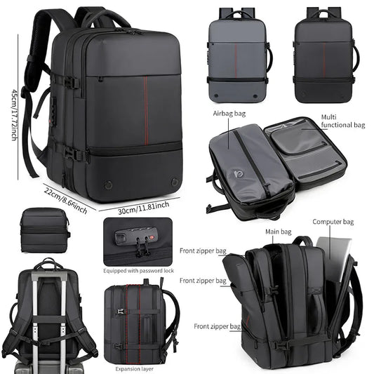 Men's Backpack with Expandable Vacuum Compression, Large Capacity, Dry and Wet Separation, Multifunctional Business Backpack for Short Business Trips