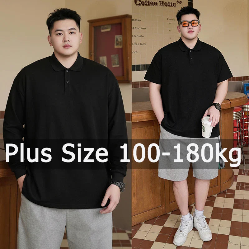 Plus Size Men Long Sleeve Polo Shirts Autumn Winter Polos 1XL-7XL 110-175kg Loose Oversized Tops Big Size Men Clothing 남자 폴로 셔츠