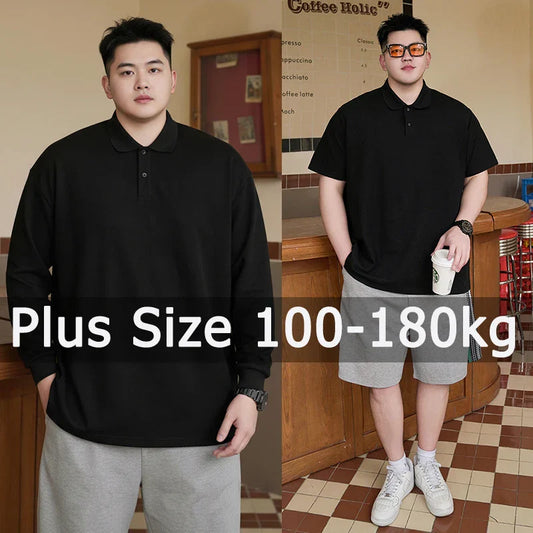 Plus Size Men Long Sleeve Polo Shirts Autumn Winter Polos 1XL-7XL 110-175kg Loose Oversized Tops Big Size Men Clothing 남자 폴로 셔츠