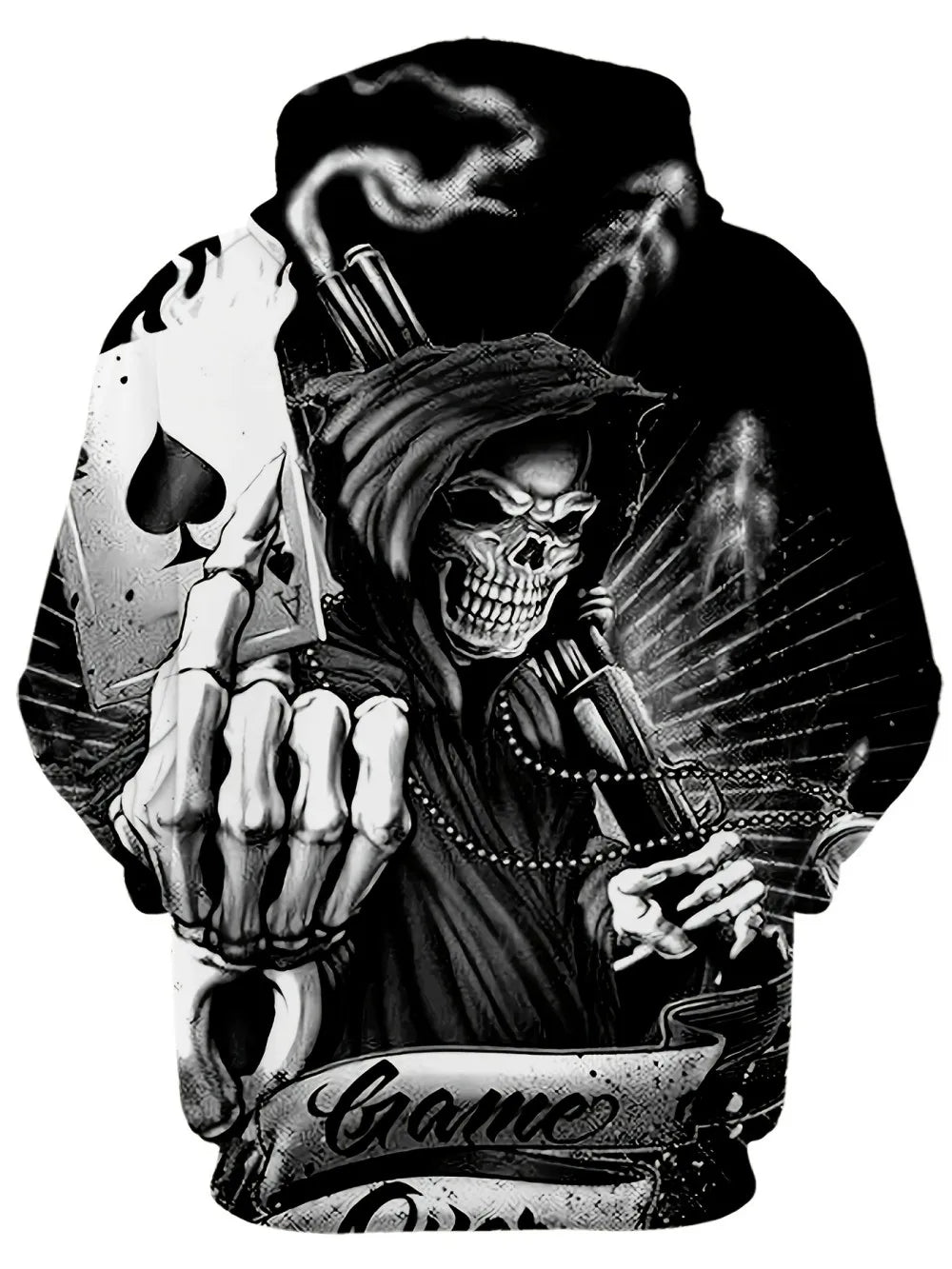 Autumn European and American new men's skull print comfortable and breathable hooded sweatshirt outdoor high street clothing