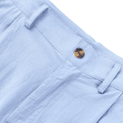 Amazon European and American Men's Linen Solid Color Casual Suit Pants New Fashion Beach Wide-Leg Trousers