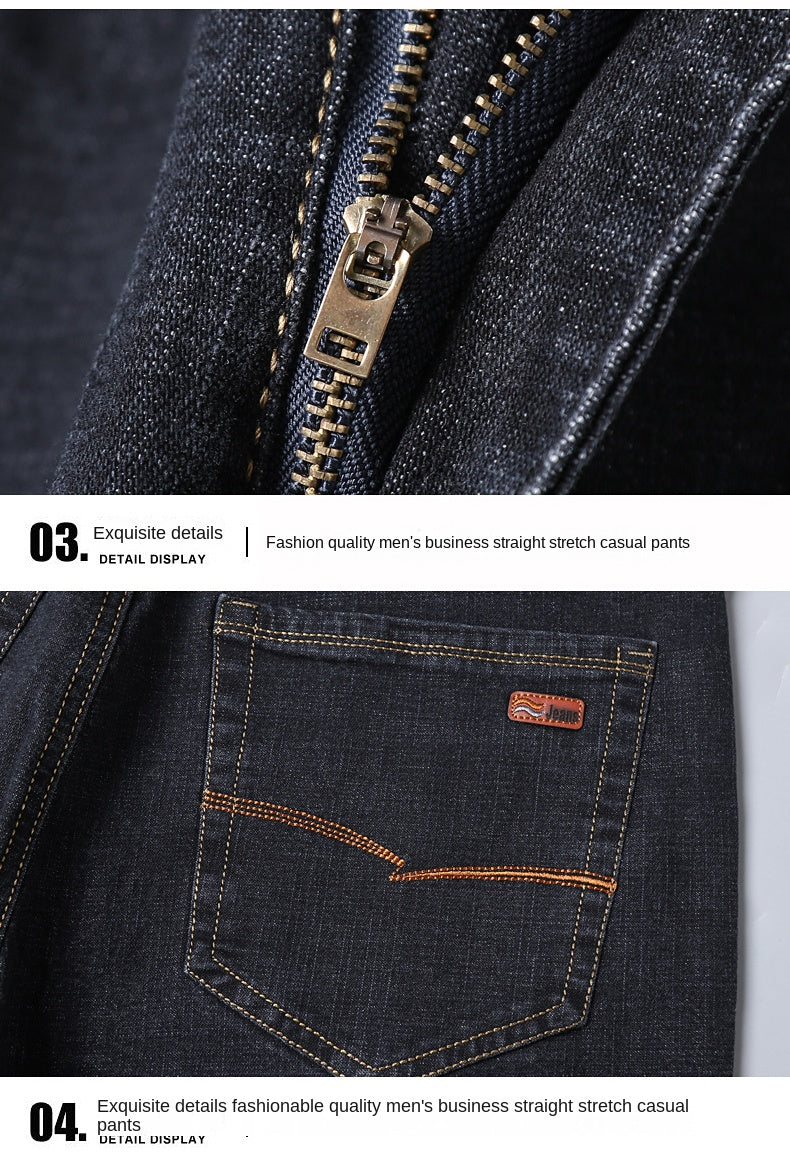 Brand 2026 New Men's Slim Elastic Jeans Fashion Business Classic Style  Denim Pants Trousers Male