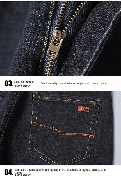 Brand 2026 New Men's Slim Elastic Jeans Fashion Business Classic Style  Denim Pants Trousers Male
