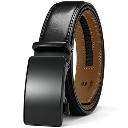Mens Leather Belt Metal Automatic Genuine Leather Belts Leisure Fashion Ratchet Belts for Men Pants Fashion Genuine Leather Belt