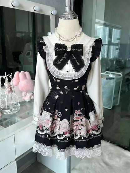 French Style Sweet Cute Polka Dot Splicing Dress Lace Bow Korean Fashion Dresses New Design Slim Waist Lady Y2k Mini Dress
