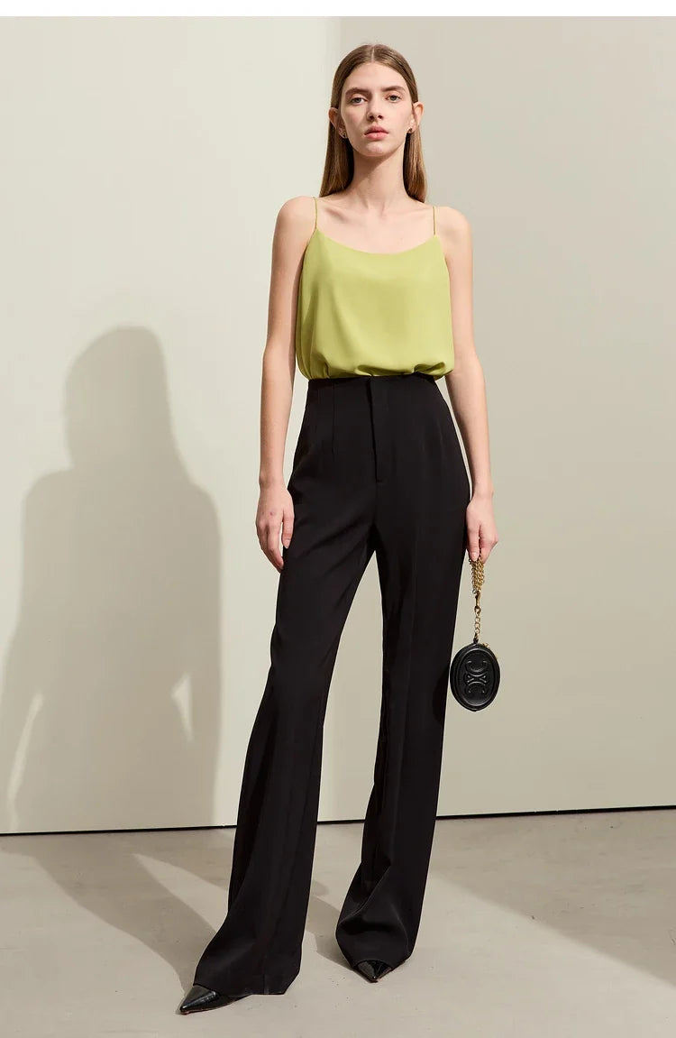 Minimalism Camis For Women 2025 Autumn New Commuter Straight Solid Halter Chiffon Female Comfortable Casual Tanks 12411011