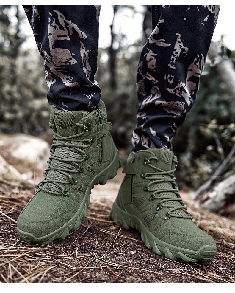 Men Boots Outdoor Combat Ankle Boot Tactical Boots for Man Anti-Slip Motocycle Boots Climbing Hiking Shoes Size 39-46