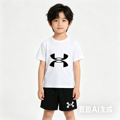 2-13Y Kids Spring & Autumn Casual Cartoon & Letter Print 2-Piece Set Hoodie & Jogging Pants Tracksuit Outfits for Boys & Girls