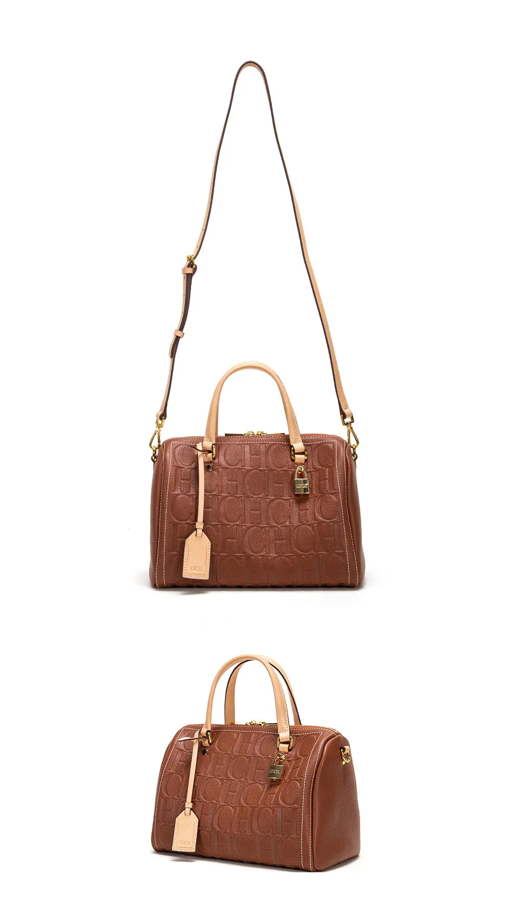 Women's Shoulder Bag Brand Embossed Crossbody Bag High Quality Cow Leather Shoulder Bag Large volume travel bag