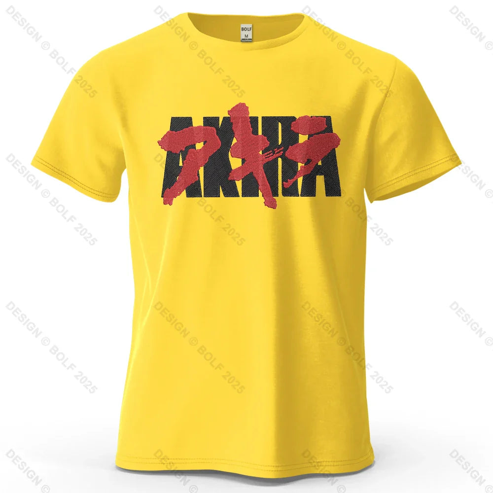 Akira Japanese Font Printed Men's T-Shirt 100% Cotton Oversized Classic Graphic Tees for Women Tops Tees Streetwear