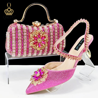 Festive Elegance: Dazzling Heels and Chic Clutch Perfect Combination Of Shoes And Bags for Party Occasions