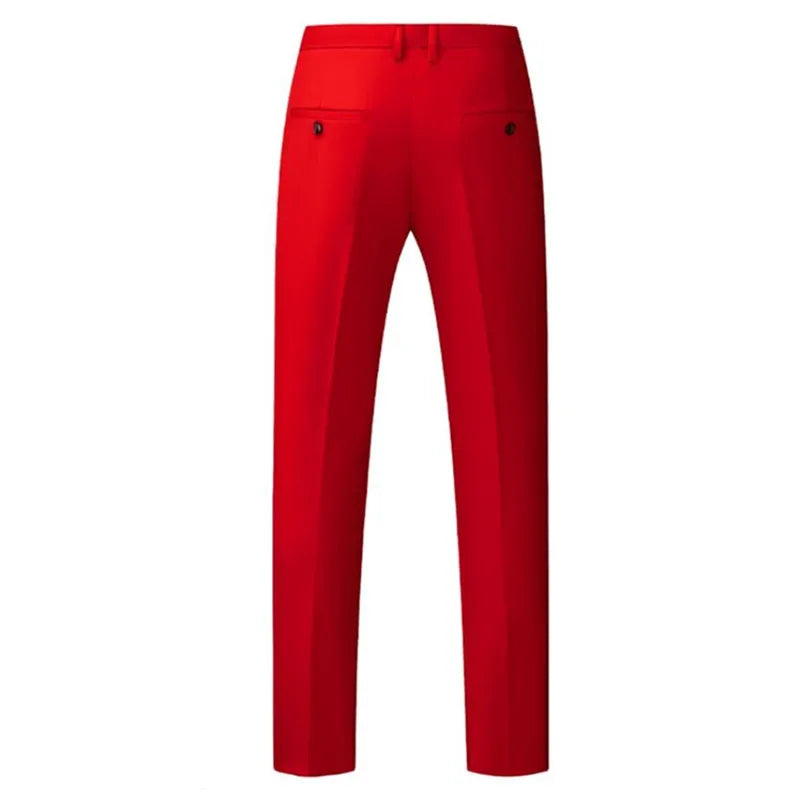 New Men Solid Colour Formal Suit Pants Black / Red / Royal Blue Homme Wedding Office Social Slim Fit Trousers