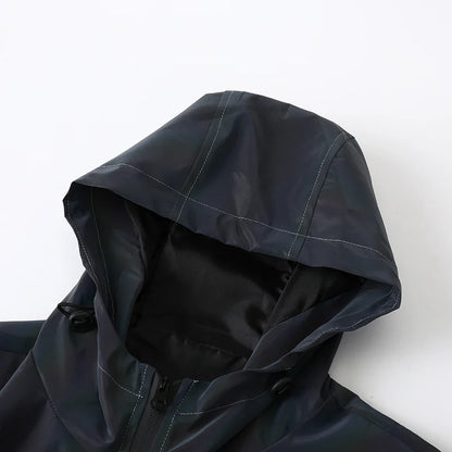 Men Reflective Jacket Gradient Colorful Hip-hop Streetwear Night Outdoor Hooded Windproof Coats Fashion Dance Skateboard Clothes