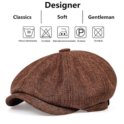 Men Casual Newsboy Hat Spring Autumn Retro Beret Hats Wild Casual Hats Unisex Wild Octagonal Cap for Men Street Caps Gorras