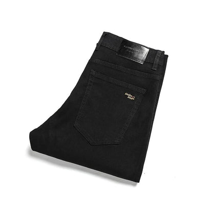 2026 New Autumn Men's Blue Straight-leg Jeans Business Casual Cotton Stretch Denim Pants Male Brand Plus Size 40 42 44