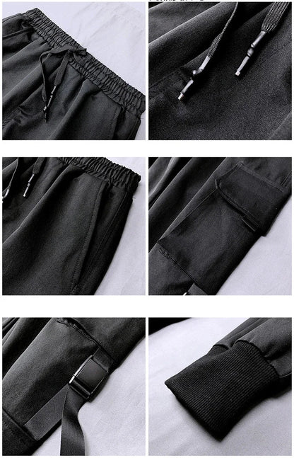New 2025 Black Cargo Pants Men Summer Hip Hop Streetwear Harajuku Pockets Harem Trousers Joggers Pant Man and Women