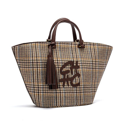 Women's Tote Bag 2025 New Retro Plaid Handbag Large Capacity Commuter Women's Bag