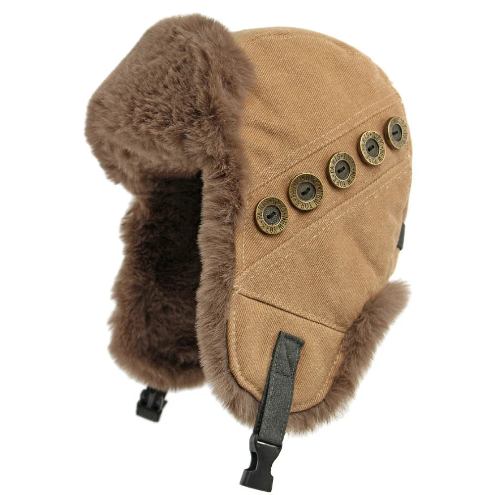 Russian Hat Thick Warm Winter Hat Men Women Windproof Ski Trapper Earflap Cap Faux Rabbit Fur Hat Male Female Bomber Hat