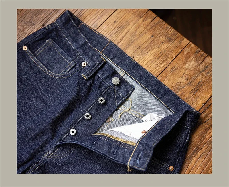 WWII Model Wide Straight Jeans One Wash 14oz Selvedge Denim