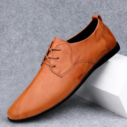 Fashion Simple Mens Oxford Shoes Breathable Male Business Footwear Handmade Formal Dress Shoes Genuine Leather Men Casual Shoes